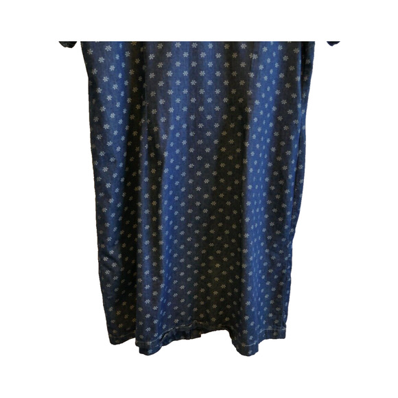 French Kuff Denim Collared Dress White Floral Pattern Detail Snap Closure XL - Picture 6 of 9